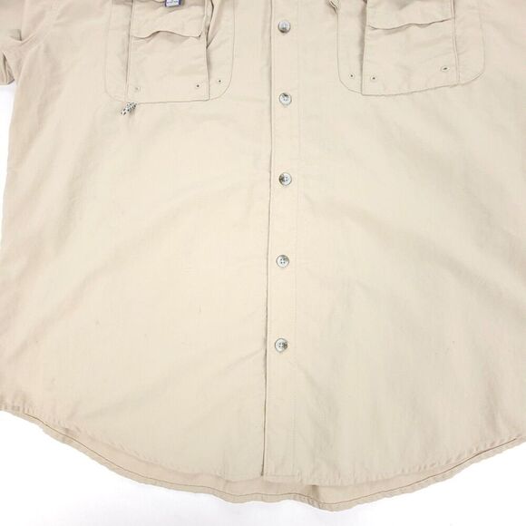 COLUMBIA PFG Bahama II Long Sleeve Button Down UPF Fishing Shirt Men Large Khaki - Picture 6 of 10